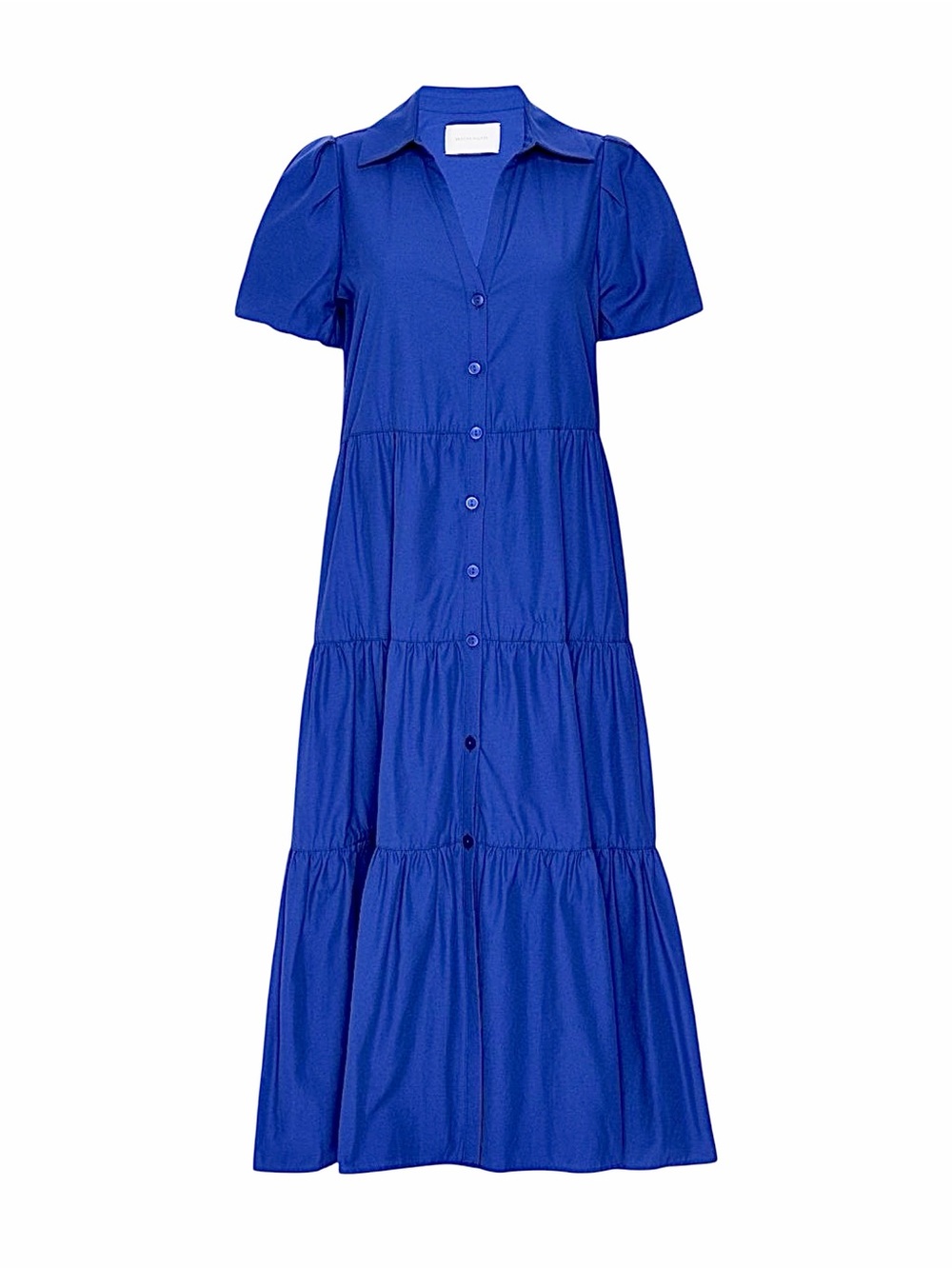 Brochu Walker – Havana Tiered Button Up Shirt Dress – Cobalt Midi Dress – Sz. L